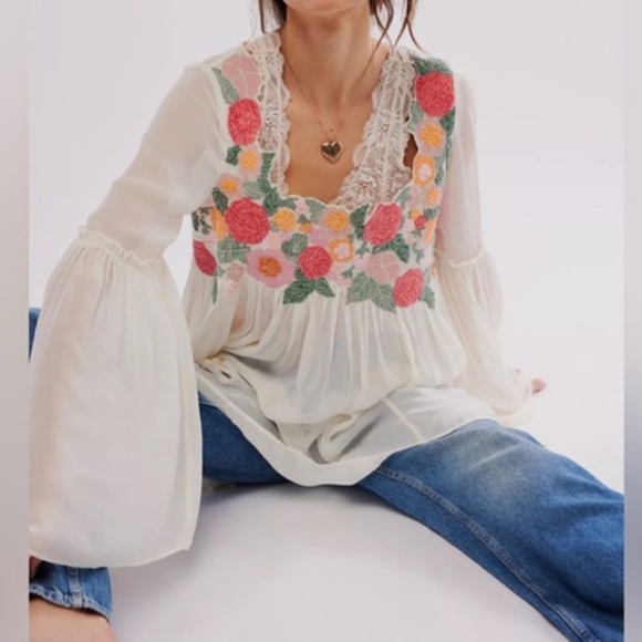 NWT Free People Madeline Tunic Cream Combo - size Large - Picture 5 of 7